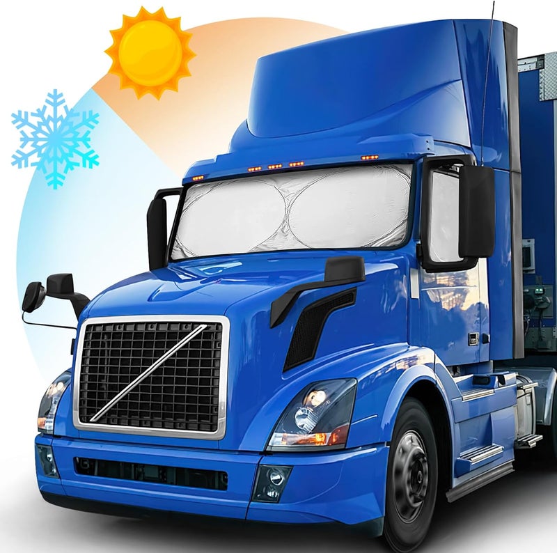 WIILGN Semi-Truck Sun Shade for Windshield and Side Window | 300T High Density UV Protection Sunshade Reflects 98% UV,Semi Trucks Shade Accessories,Best for Semi, Commercial, RV & Big Truck - Image 1